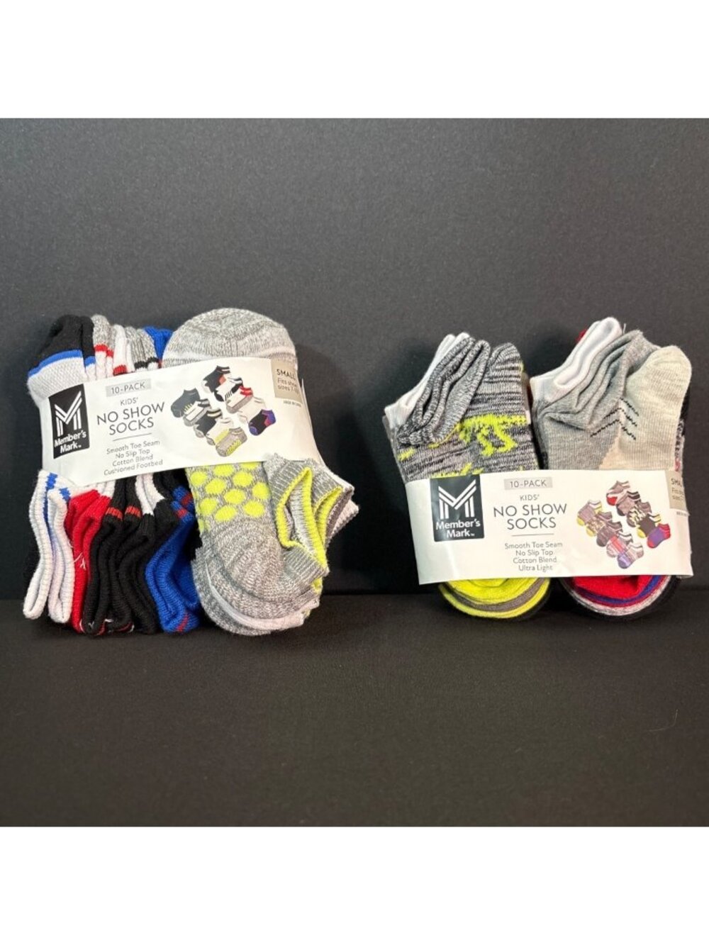 Member"s Mark Kids 10-Pack No Show Socks Size Small Fits Shoe Sizes 7-10 Set (2)